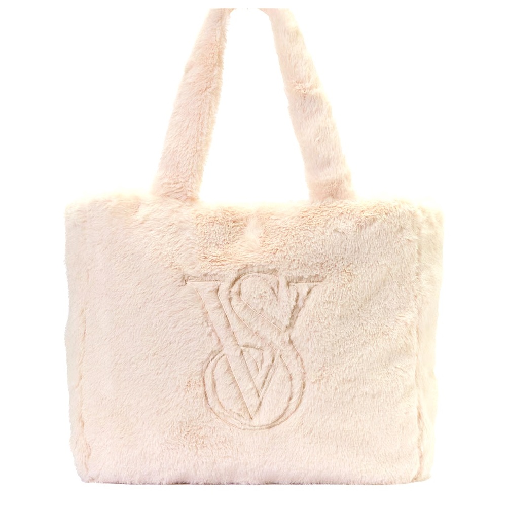 Victoria's Secret Cream Faux Fur Tote Bag
